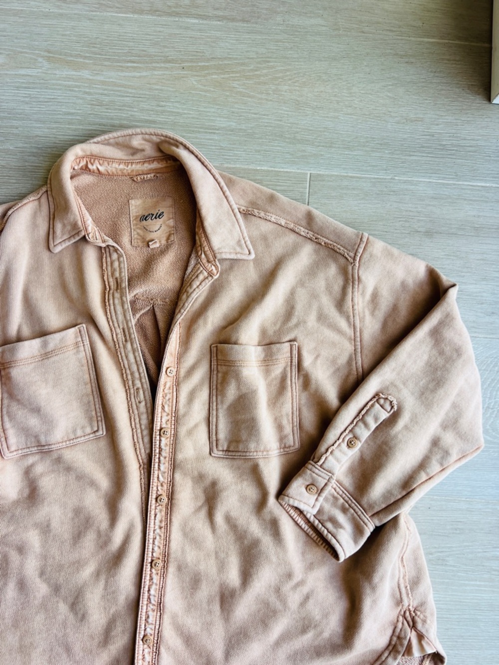 aerie tan Button-Front Shacket